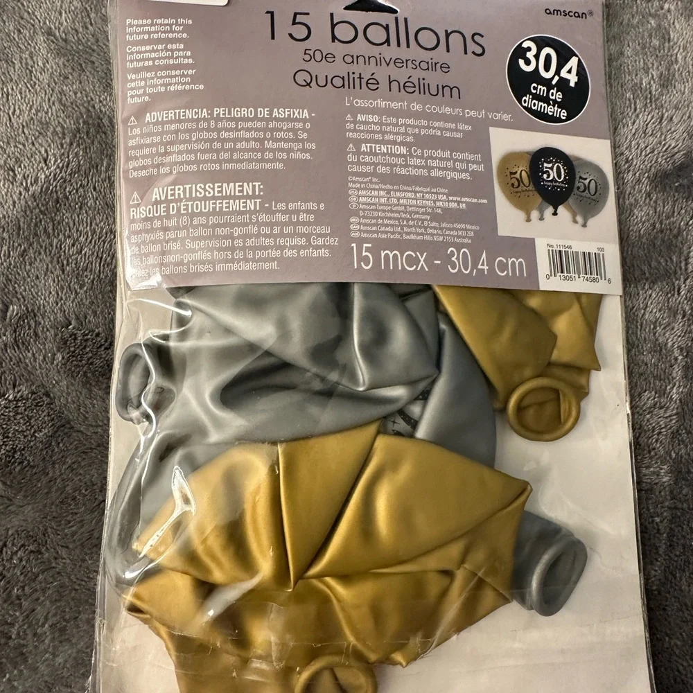 50th Birthday Decorations Party Balloons Black Gold Silver Foil Latex 2 Packs